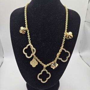 Lola & Grace Necklace Gold Tone Clover Flower Swarovski Crystals 16"